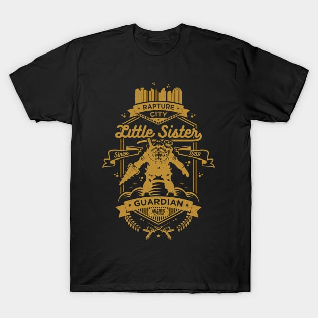 Little Sister Protector Gold T-Shirt by Alundrart